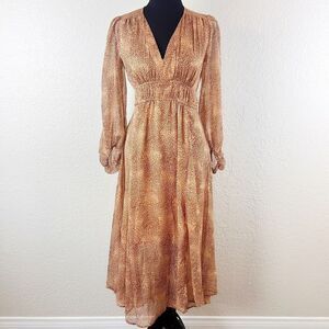 Jessica Simpson Women’s Small Chiffon Dress Leopard Print Brown Tan - NWT